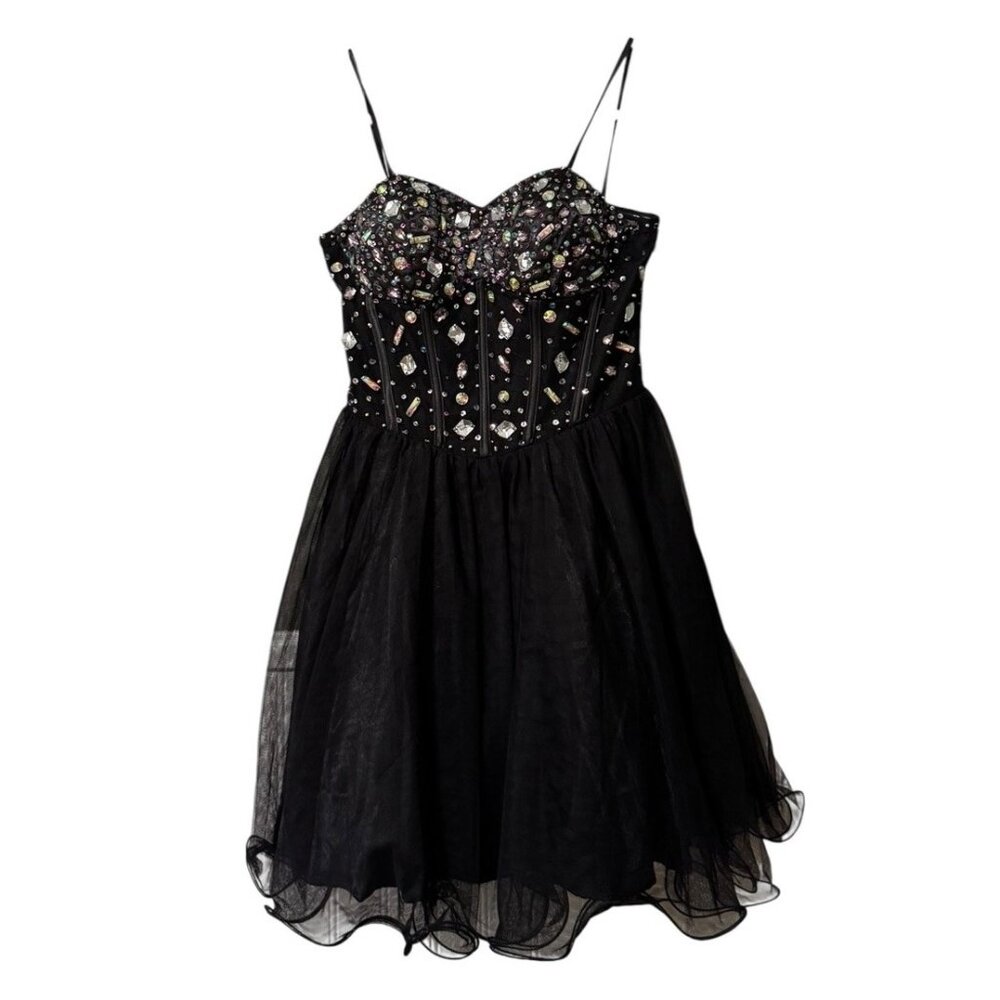 Blondie Nites By Stacy Sklar Mini Dress Formal Gems Prom Homecoming Polyester